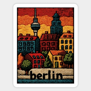 Berlin Architecture Folk Art Poster | Vintage Stitched Germany City Souvenir Magnet